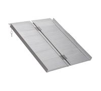 Homcom rampa para sillas de ruedas plegable, 91 cm, carga 270 kg, rampa portátil de aluminio antideslizante con bordes de seguridad y asa, para escaleras, puertas, discapacitados 91 cm