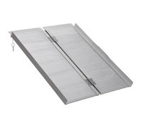 HOMCOM Rampa para Sillas de Ruedas Plegable 91x74 cm Carga 270 kg Rampa Portátil de Aluminio con Bordes de Seguridad Plata