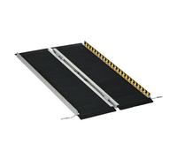 HOMCOM Rampa para Sillas de Ruedas Plegable de Aleación de Aluminio 122 cm Rampa Portátil con Adhesivos Reflectantes Carga 272 kg Negro