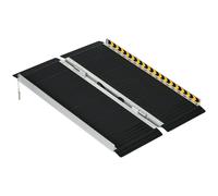 HOMCOM Rampa para Sillas de Ruedas Plegable de Aleación de Aluminio 91 cm con Adhesivos Reflectantes Carga 272 kg Negro