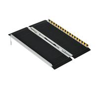 Homcom rampa para sillas de ruedas plegable de aleación de aluminio 91 cm rampa portátil con adhesivos reflectantes carga 272 kg negro