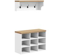 HOMCOM Recibidor con Perchero 2 en 1 75x30x50 cm y 75x20x22,5 cm Blanco
