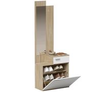 HOMCOM Recibidor de Entrada con Espejo Zapatero Abatible 61x30x170cm Blanco