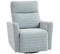 HOMCOM Reclinable, sillón reclinable con reposapiés, giratorio 360°, basculante, asiento ancho, respaldo y reposabrazos acolchados, tela de lino, para salón oficina home cinema, gris-azul