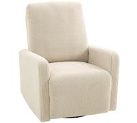 HOMCOM Reclinable, sillón reclinable en tejido bouclette con reposapiés, giratorio e inclinable 360°, asiento con respaldo y reposabrazos acolchados, para salón oficina home cinema, beige