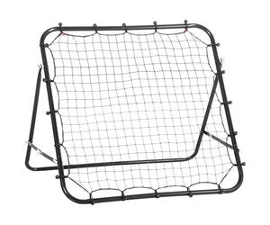 HOMCOM Red de Béisbol Red de Rebote Reboteador de Metal con Ángulo Ajustable y 20 Cuerdas Elásticas para Entrenamiento de Fútbol Tenis Deportes 96x80x96 cm Negro