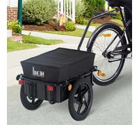 HOMCOM Remolque de Bicicleta 40 kg de Tela Oxford con Reflectores y Estructura de Acero 144x59x80 cm Negro Negro