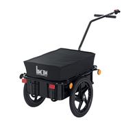 HOMCOM Remolque de Bicicleta Negro para Carga de 40 kg, Carro de Mano con Tela Oxford Impermeable, Reflectores, Marco de Acero y Asas para Transporte de Equipaje, 144x59x80 cm