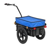 Homcom remolque de bicicleta para carga 40 kg, carro de mano con cubierta de tela oxford impermeable, reflectores, marco de acero y asas para transporte de equipaje, 144x59x80 cm, azul 80 cm