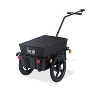 HOMCOM Remolque de Bicicleta para Carga 40 kg, Carro de Mano con Cubierta de Tela Oxford Impermeable, Reflectores, Marco de Acero y Asas para Transporte de Equipaje, 144x59x80 cm, Negro
