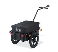 Homcom remolque de bicicleta para carga 40 kg, carro de mano con cubierta de tela oxford impermeable, reflectores, marco de acero y asas para transporte de equipaje, 144x59x80 cm, negro