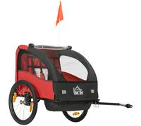HOMCOM Remolque de Bicicleta para Niños +18 Meses Cochecito para Transporte de 2 Plazas con Cinturón de Seguridad de Almacenamiento y de Amortiguador 140x88x90 cm