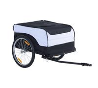 HOMCOM remolque de bicicleta remolque de carga capacidad de carga máxima 40 kg remolque de transporte camión de mano remolque de bicicleta de carga plegable blanco + negro acero Oxford 140 x 77 x 65 c