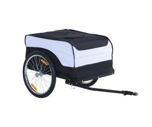 HOMCOM remolque de bicicleta remolque de carga capacidad de carga máxima 40 kg remolque de transporte camión de mano remolque de bicicleta de carga plegable blanco + negro acero Oxford 140 x 77 x 65 c