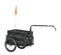 HOMCOM Remolque para bicicleta con baúl de almacenamiento desmontable y plegable de 65L, reflectantes de seguridad, carga máx. 40kg Aosom España