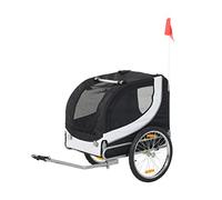 HOMCOM - Remolque para Perro Animal con Bandera y 8 reflectores, Color Blanco y Negro
