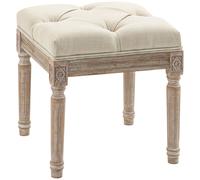 Homcom Reposapiés De Salón Con Asiento Capitoné 40x40x43 Cm Beige