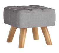 HOMCOM Reposapiés de salón, otomana, asiento de tela tapizado, con pies de madera, reposapiés de salón, para dormitorio, pasillo, 27 x 27 x 26 cm, gris