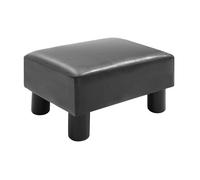 Homcom reposapiés de salón taburete bajo tapizado en cuero sintético otomana rectangular con estructura de plástico para sala de estar dormitorio negro