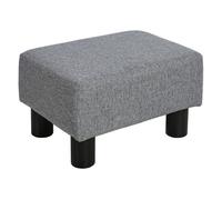 Homcom reposapiés de salón taburete bajo tapizado en lino otomana rectangular con estructura de madera para sala de estar dormitorio gris