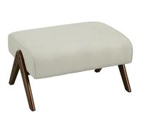 HOMCOM Reposapiés de Salón Taburete Bajo Tapizado en Pana Beige | Otomana Rectangular, Asiento Acolchado, Patas de Madera, para Sala de Estar, Dormitorio