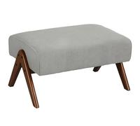 HOMCOM Reposapiés de Salón Taburete Bajo Tapizado en Pana Otomana Rectangular con Asiento Acolchado y Patas de Madera para Sala de Estar Dormitorio Gris Claro