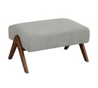 HOMCOM Reposapiés de Salón Taburete Bajo Tapizado en Pana Otomana Rectangular con Asiento Acolchado y Patas de Madera para Sala de Estar Dormitorio Gris Claro