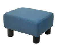 HOMCOM Reposapiés de tela de lino para asiento pequeño, silla otomana para oficina en casa con patas, 40 x 30 x 24 cm, color azul