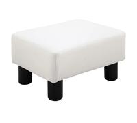 HOMCOM Reposapiés Otomano Tapizado en Piel Sintética 40x30x24 cm Blanco
