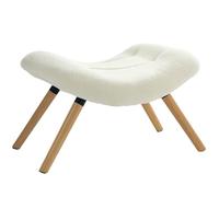 HOMCOM - Reposapiés para salón, otomano, taburete de sofá de tela con patas de madera de haya, asiento acolchado para salón, dormitorio, entrada, color blanco crema