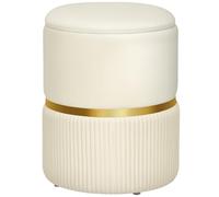 HOMCOM Reposapiés, reposapiés, caja de almacenamiento, pana, diseño moderno, 36 x 36 x 44 cm, para salón, dormitorio, beige