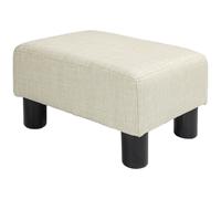 HOMCOM Reposapiés Salón de Tela de Lino Taburete Bajo con Asiento Acolchado Marco de Madera Patas Beige
