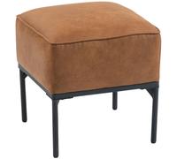 HOMCOM Reposapiés Sofá Tapizado en PU 40x40x46 cm con Patas de Acero Taburete Bajo Acolchado Grueso Otomana para Salón Marrón Aosom España