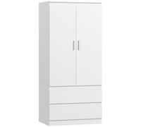 HOMCOM Ropero de Dormitorio con 2 Puertas 2 Cajones 3 Compartimentos de Madera Blanco Aosom España