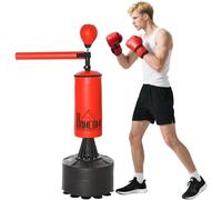 HOMCOM Saco de boxeo 3 en 1 Brunier con balón de velocidad, brazo flexible, altura ajustable y revestimiento.