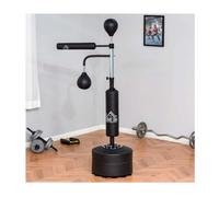 HOMCOM Saco de Boxeo de Pie Ajustable con 2 Bolas de Velocidad Barra Giratoria y Base Rellenable Agua o Arena 88x50x160-230cm Negro Aosom España