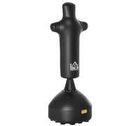 HOMCOM Saco de boxeo de pie, 180 cm, para adultos, columna de boxeo, diseño humanoide, saco de boxeo pesado, soporte para profesionales y principiantes, color negro