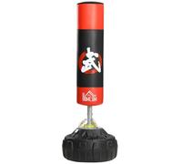 HOMCOM Saco de Boxeo de Pie Soporte para Adultos Base Grande Rellenable de Arena 60 kg / Agua 50 kg Resortes Φ60x180 cm Negro y Rojo Aosom España