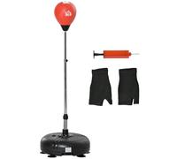 HOMCOM Saco de Boxeo de Pie Ajustable de 4 Niveles Punching Ball con Base Rellenable Guantes e Inflador Ø45x132-158 cm Negro y Rojo Aosom España