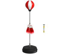 HOMCOM Saco de boxeo de pie, bola de boxeo de pie ajustable en altura cm con guantes, bomba y base para adolescentes y principiantes Rojo