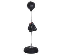 HOMCOM Saco de boxeo sobre soporte regulable en altura 126-144 cm con guantes, bomba y base de lastre negro