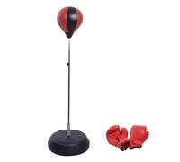 HOMCOM Saco de Boxeo de Pie con Altura Ajustable de 4 Niveles en 126-144 cm Punching Ball con Base Rellenable de Agua o Arena y Guantes para Adolescentes Rojo y Negro