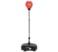 HOMCOM Saco de Boxeo de Pie Ajustable de 4 Niveles Punching Ball con Base Rellenable Guantes e Inflador Ø45x132-158 cm Negro y Rojo Aosom España