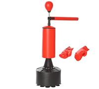 HOMCOM Saco de Boxeo de Pie con Bola de Velocidad y Barra Giratoria de 360° Punching Ball para Adultos y Niños 88x48x155-205 cm Negro y Rojo