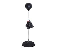 HOMCOM Saco de Boxeo de Pie Punching Ball con Altura Ajustable en 4 Niveles 126-144 cm Base Rellenable y Guantes de Boxeo para Adultos y Adolescentes Negro