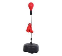 HOMCOM Saco de Boxeo de Pie Punching Ball con Altura Ajustable en 136-154 cm y Base Rellenable Pera de Boxeo con Soporte y Guantes para Adultos y Adolescentes Rojo