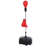 HOMCOM Saco de Boxeo de Pie Punching Ball con Altura Ajustable en 136-154 cm y Base Rellenable Pera de Boxeo con Soporte y Guantes para Adultos y Adolescentes Rojo