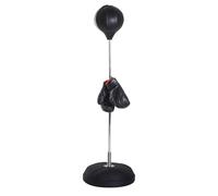 HOMCOM Saco de Boxeo de Pie Punching Ball con Guantes 126-144 cm Negro