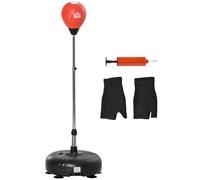 HOMCOM Saco de Boxeo de Pie Ajustable de 4 Niveles Punching Ball con Base Rellenable Guantes e Inflador Ø45x132-158 cm Negro y Rojo Aosom España