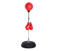 HOMCOM Saco de Boxeo de Pie Punching Ball con Guantes 126-144 cm Rojo
